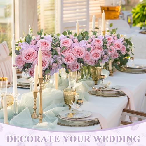 Yunsailing 8 Packs Artificial Peony Flowers Faux Silk Hydrangea Bouquet Vintage Wedding Home Table for Door Decor Reusable Bouquet of Rose Flowers for Valentine Wedding Birthday Party(Pink Purple) - color: Pink Purple, style: Hydrangea