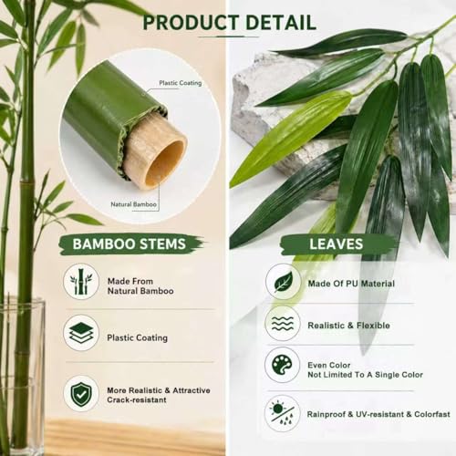 4 FT Fake Bamboo Plant Indoor: 10 Packs Artificial Privacy Tall Tree Decor, Faux Bamboo for Outdoor or Office or Home