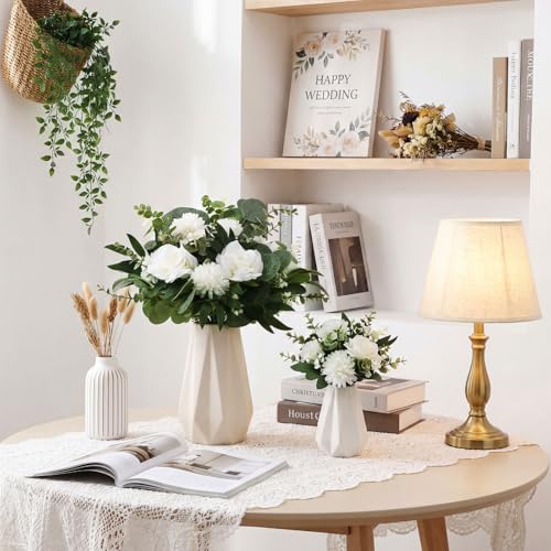 Yinder 120 Pcs 7 Kinds Artificial Eucalyptus Stems and Faux Flowers Bulk Mixed Fake Greenery Silver Dollar Eucalyptus Leaves Artificial Baby's Breath Dandelions for Wedding DIY Vase Floral Bouquets