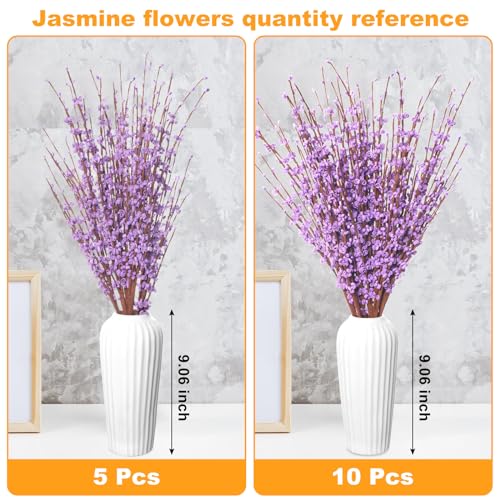 Wootkey 5 Pcs 29.5" Long Jasmine Artificial Flowers Fake Flower Dry Branches for Home Office DIY Floral Art Plant Wedding Table Centerpieces Party Vase Decoration (Macaron Purple) - color: Macaron Purple, size: 5pcs-29.5''
