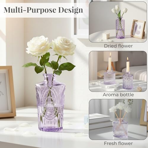 BEAHOT Bud Vase in Bulk - Flower Vases for Wedding Decorations, Glass Vase for Table Decorations, Small Vase for Home, Mother's Day, Centerpieces, Party, Office (32pack,Purple) - color: Purple