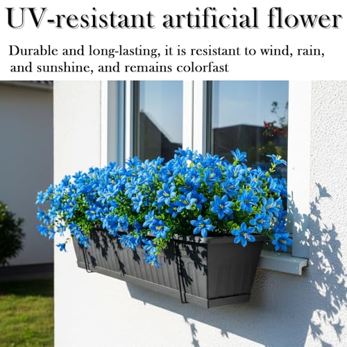8pcs Artificial Flowers Lily, Silk Faux Fake Flower Plants for Wedding Bouquet Home Party Indoor/Outdoor Table Hotel Office Vases Floral Arrangements Decor, Blue - color: Blue