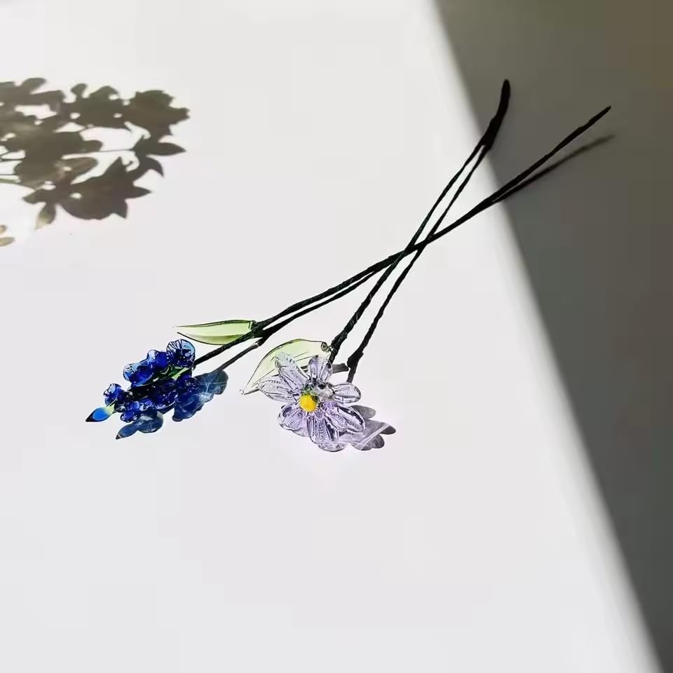 Handmade Glass Birth Month Flower, Bendable Wire Stem, French Pastoral Desktop Decor, Birthday Gift for Mom Women, Home Office Vase (May – Lily of the Valley (Handmade Glass Birth Month Flower))