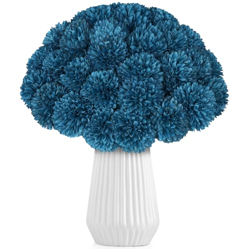 36 Pcs Artificial Chrysanthemums Flowers Silk Teal Ball Flower Fake Mums Flowers for Christmas Wedding Floral Table Centerpiece Home Decor - color: Teal