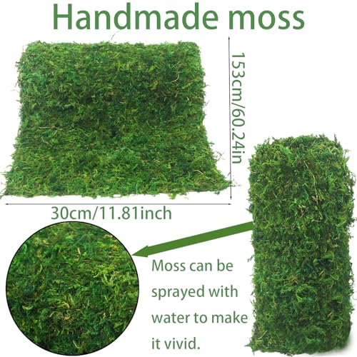 FAICOIA Moss Table Runner Dried Moss for Crafts Green Moss Roll for Fairy Gardens Wedding Woodland Decor 12" x 60" Preserved Moss Mat for Table Decoration Moss Carpet for Moss Grass Wall 30x153cm - color: 12 x 60 Inch/30 x 153 cm