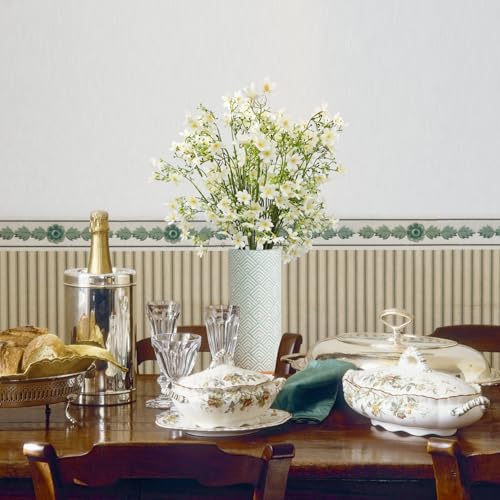 10 PCS Silk Flowers with Long Stems Artificial Flower for Tall Vase Outdoors Fake Babys Breath Bouquet Faux Floral Wedding Party Decoration Home Indoor Table Centerpiece Decor (White) - color: White