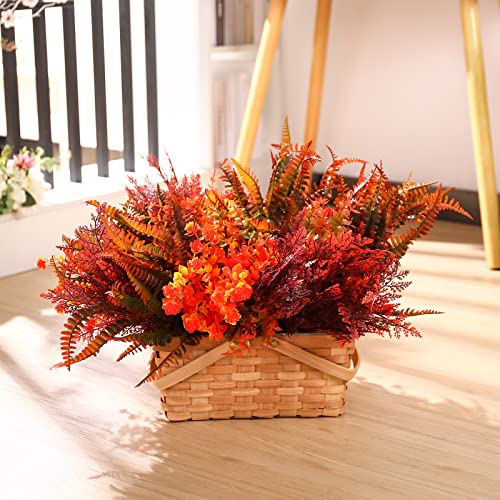 Geosar 24 Bundles Fall Artificial Flowers UV Resistant Artificial Outdoor Plants Yellow Orange Faux Flowers Decorations for Home Garden Porch Wedding Autumn Decor