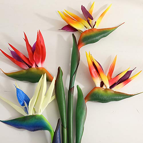 Calcifer 32'' Real Touch Bird of Paradise Artificial Flowers Bouquet for Home Garden Decoration/Wedding Party Decor (OrangRed,5 Stems) - color: Orangred,5 Stems