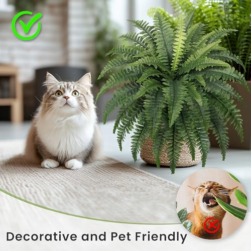 FOREST PRINCE 35" Fake Ferns, 4 Large Artificial Bonston Ferns Bushes Plants with 39 Fronds for Outdoors Garden Patio Porch Entrance Low Maintain Home Decor - color: 35" 4 Pcs