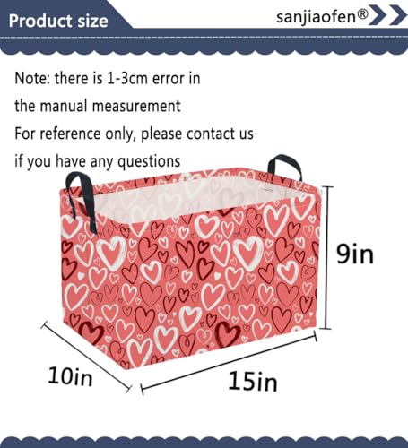 Rectangular Valentine's Day Basket,Heart Basket.Cute Baskets for Room Decor, Kids Baskets with Handles.Books Bins,Gifts Box. (Pink Gift Basket) - color: Pink Gift Basket