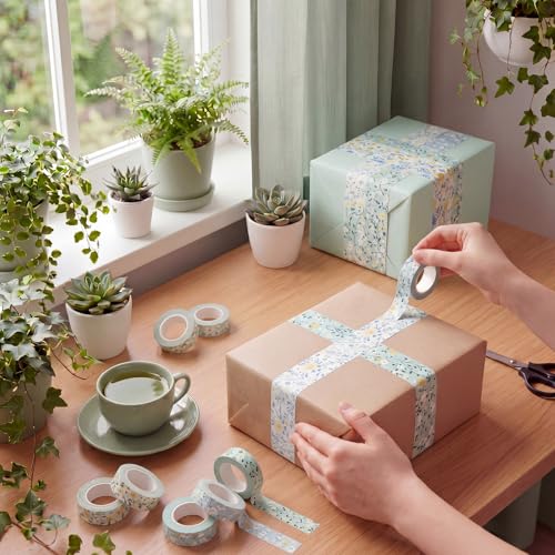 12 Rolls Watercolor Floral Washi Tape Set 15 mm Vintage Flower Decorative Masking Tape for Summer School Arts DIY Craft Scrapbook Journal Supplies Gifts(Blue,Wildflower) - color: Blue, style: Wildflower