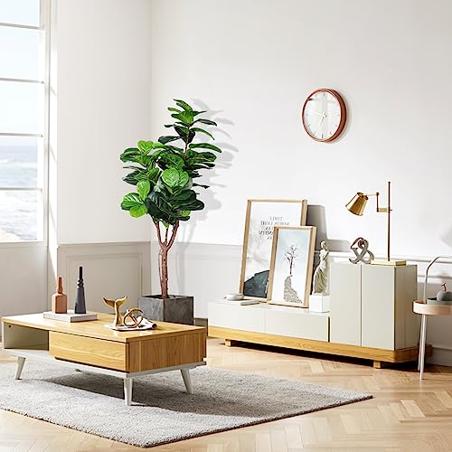 LYERSE Artificial Fiddle Leaf Fig Tree - 5ft Fake Ficus Lyrata Plant with 78 Decorative Fiddle Leaves in Plastic Pot Artificial Tree for Indoor Outdoor Home Office Perfect Housewarming - size: 5ft