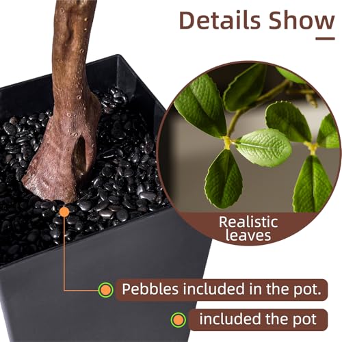 Artificial Bonsai Tree Fake Plant in Pot 2.6FT Artificial Flowers Plants 31in Artificial Spring Flowers Tree bonsai with Lifelike Leaves Realistic Flowers for Living Room Stairwell Patio Decor(Yellow) - color: Yellow