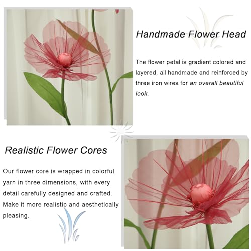 Giant Flowers for Decoration,Wedding Reception Essential Decoration,5.6 Ft Tall Artificial Silk Flower,Party Banquet Background Decor,Home Decor（Red） - color: Red