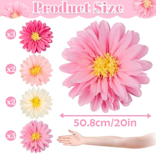 Pink Paper Flowers 6 Pcs, 10 Pcs 20 Inch Large Paper Flowers for Pink Party Decorations, Girl Women Birthday Decorations, Tissue Paper Flower Decoration for Backdrop, Classroom and Wall Decor - color: Pink