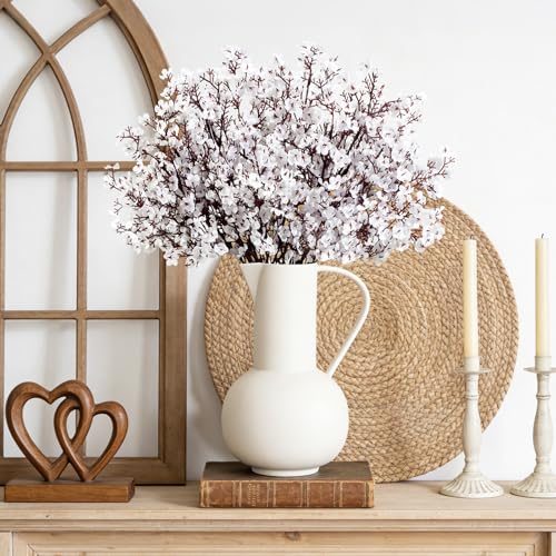 Lifewit Baby’s Breath Artificial Flowers, Silk Gypsophila Faux Floral Stems for Wedding Bouquets, Home Decor, Centerpieces, DIY Arrangements, Farmhouse & Party Decorations (White, 10 Bundles) - color: White