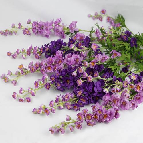 CITYES 3 Pcs Delphinium Artificial Flowers Bulk 35" Long Stem Silk Larkspur Flowers Purple Artificial Snapdragon Flower Stems Faux Bouquets for Tall Vase Floral Arrangements Home Outdoor Wedding Decor - color: Light Purple