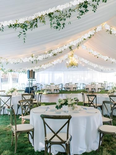 12PCS White Wisteria Hanging Flowers 6.4FT Artificial Hanging Wisteria Flowers for Decoration for Wedding Arch, Backdrop, Garden Party Decor (White) - color: White