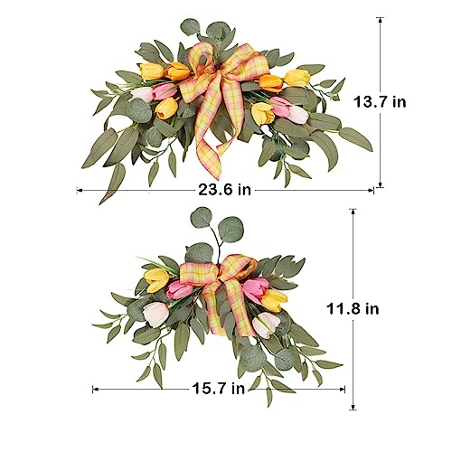 GOLDY&WENDY Elegant Artificial Tulips Decor Flower Swag (Pack of 2) for Wedding Reception Backdrop Table Decorations Welcome Sign - color: C3-tulips