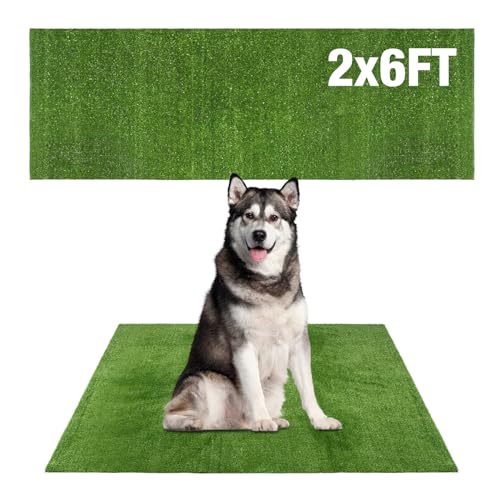 GLOBREEN Grass Pad for Dog Large Size - 2FTx6FT, Dog Potty Training Turf, Indoor Outdoor Pets Pee Fake Grass for Balcony Patio Yard - size: 2FTX6FT