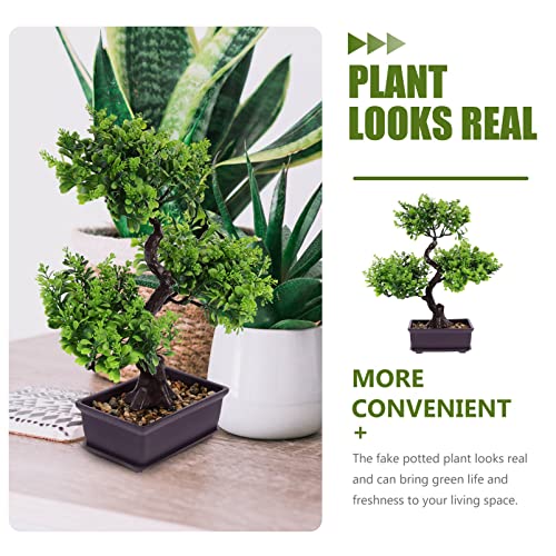 EXCEART Artificial Bonsai Tree, Plastic Plants Bonsai Ornament for Desktop Wedding Decor, Green Faux Bonsai Tree - color: Green