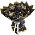 Black Glitter Roses Bouquet, 24 Pcs Shiny Glitter Flowers Bouquet, Everlasting DIY Artificial Roses Bouquet for Christmas, Birthday, Anniversary, Wedding, Engagement - color: Black-a, size: 24 PCS