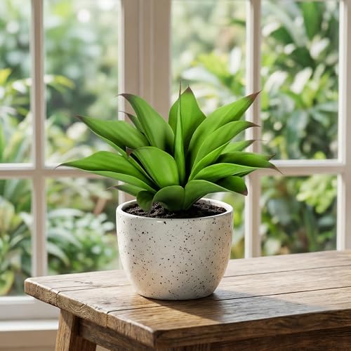 Ttranewsoo Fake Plants Artificial Agave Plants,Large UV Resistant Fake Agave Planters for Indoor and Outdoor Decorating Tropical Plant Succulents Greenery Indoor Decor13.8 (2Pack, Dark Green) - color: Green