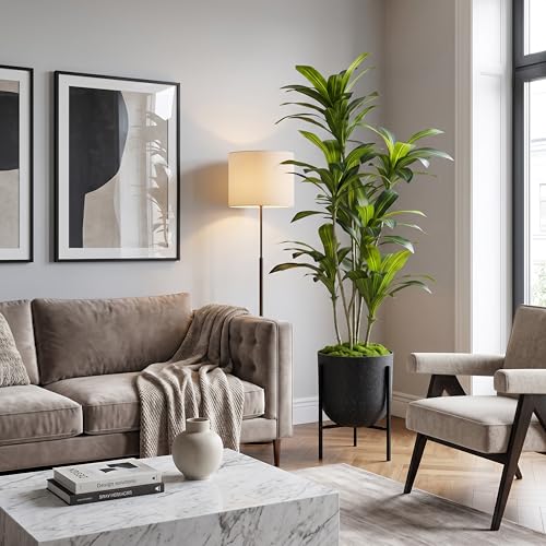 Dracaena Artificial Tree with Small Black Pot & Moss – Lifelike Natural Look, Maintenance-Free, Indoor & Outdoor Plant for Home, Office, Balcony & Patio (5ft, Standard Black Plastic Base)