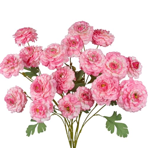 3 Pcs Artificial Flowers Spring Summer Pink Zinnia Silk Flowers with Long Stems Zinnia Elegans Artificial Flowers for Outdoors Floral Arrangements Table Centerpieces Wedding Party Home Decor - color: Dark Pink