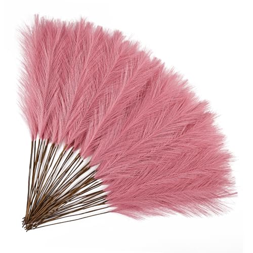 50pcs Pink Pampas Grass 21.6 Inch Non-Shedding Faux Pampas for Classic Romantic Home, Boho Weddings and Blush Tone Vase Arrangements - color: Pink