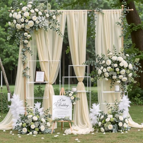 Wedding Arch Draping Fabric, 1 Panel 18FT Nude Sheer Backdrop Curtain Chiffon Fabric Drapery Voile Scarf Draping Panels for Wedding Archway Ceremony Curtain Valance Party Decoration - color: Nude, size: (1 Panel )6 Yards/18ft