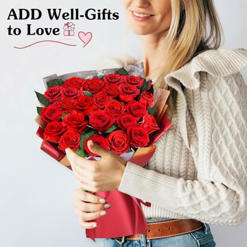 ADDWel 24 Preserved Red Roses Bouquet - Real Roses That Last 3+ Years, Romantic Anniversary & Birthday Gifts for Women, Wife, Girlfriend - Two Dozen Infinity Flowers for Delivery - color: Preserved Red Roses Bouquet - 24 Roses