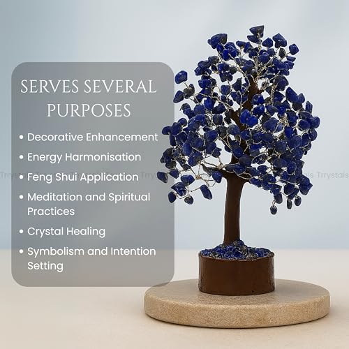 Lapis Lazuli Natural Gemstone Tree | Decorative Crystal Bonsai for Home & Office Décor | Handcrafted Wire Tree with Natural Gemstones - color: Lapiz Lazuli Tree