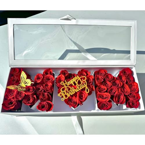 UNIKPACKAGING “MOM” Flower Gift Letter Shaped Fillable Box, with Plastic Liner, Size 22″ x 8″ x 4″ inches, for Luxury Style Flower and Gift Arrangements (White) - color: White