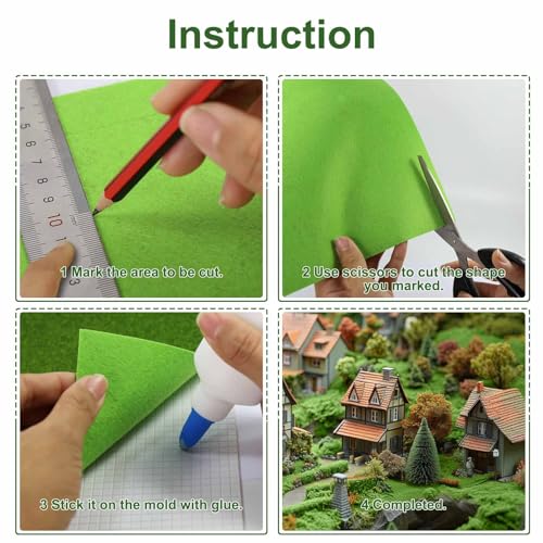 Evemodel CP415GG Artificial Model Grass Mat Trains Grass Green 40 x 99cm or 16"x 38"for Decoration Craft Scenery Model DIY (5mm(0.19inch)) - size: 5mm