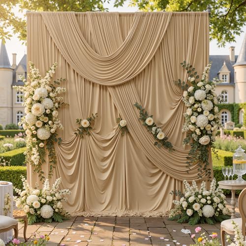 30ftx10ft Champagne Backdrop Curtains for Parties, Wrinkle Free Photo Curtains Backdrop Drapes 6 Panels Back Drop Cloth Drapery for Wedding Birthday Photography Background - color: Champagne, size: 30ftx10ft