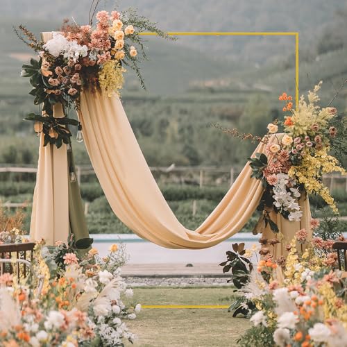Wokceer Wedding Arch Backdrop Stand Square 7.2 x 6.6 FT Wedding Arches for Ceremony Metal Balloon Arch Frame for Weddings Birthday Party Garden Arbor Anniversary Event Decor - color: Gold, size: 7.2FT x 6.6FT