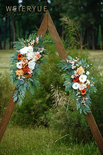 Artificial Wedding Arch Flowers Kit(Pack of 2) for Wedding Arch, Bridal Shower, Ceremony and Reception Backdrop Decoration (Caramel & White) - color: Caramel & White