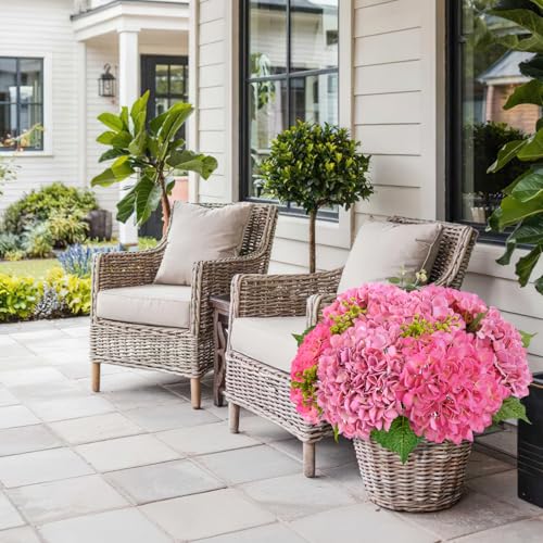 JINWOE Real Touch Artificial Hydrangea Flowers, 3pcs 21" Pink Latex Spring Silk Faux Hydrangea Flowers,Lifelike Artificial Hydrangeas with Stems for Porch Bouquets Wedding Home Baby Showers - color: Pink