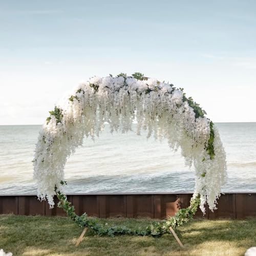 HUAHUA Artificial Wisteria Flowers, White Dense Artificial Fake Wisteria Vine Ratta Hanging Garland Silk Flowers String for Home Party Wedding Decor (24pcs White) - color: 24pcs White