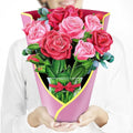 Airpark Pop Up Flower Bouquet Card for Women, 3D Floral Greeting Card with Envelope and Note, Birthday Thank You Thinking of You Get Well Gift for Mom Friend Wife Teacher, Rose - style: Red and Pink Roses