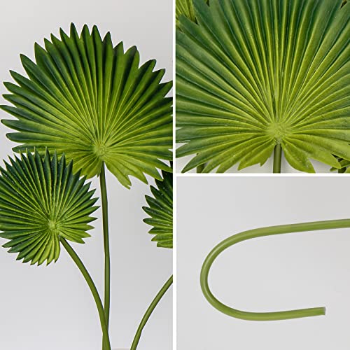 DILATATA Pu Foam Green Artificial Palm Leaves Faux Palm Tropical Leaves Fake Palm Fronds for DIY Wedding Bouquets Fake Leaves for Centerpieces Arrangements Bridal Shower Palm Leaf for Home Decor-6Pcs - color: Green