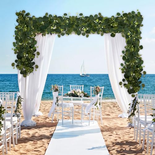 YIJXPOIN Eucalyptus Garland, 6FT Green Flower Garland Decor, Artificial Faux Eucalyptus Leaves Greenery Vines for Table Runner Wedding Bedroom Mantle Centerpieces Backdrop Decorations - color: Green2