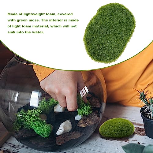 Anxingo 30 Pcs Artificial Moss Stones, 3 Size Fake Moss Decor, Decorative Stones Covered with Faux Green Moss, Green Moss Balls for Floral Arrangements, Crafting and Fairy Gardens
