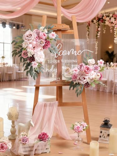 Artificial Flowers Combo Box Nude Pink Flowers Silk Fake Roses Dahlia with Stems for DIY Wedding Bridal Bouquets,Table Centerpieces,Cake Floral Arrangement,Baby Shower,Birthday Home Decor - color: Coffee Pink