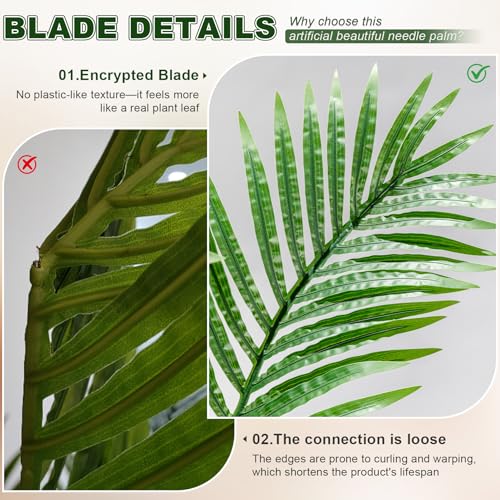 Large Artificial Tree Fake Silk Palm Plastic plantas Indoor Outdoor Realistic Floor Plants Big Faux Tropical Palm Trees for Modern Home Living Room Office Corner Patio Porch Decor Party Decorations - color: Beautiful Needle Palm, size: 6ft