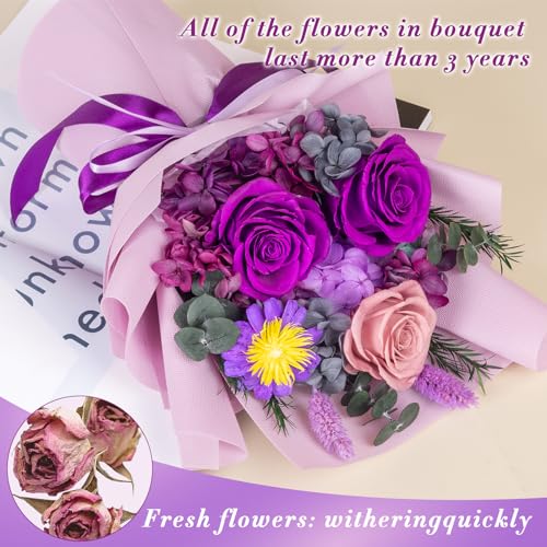 Forever Flower,Flowers for Delivery,Roses Bouquet Lasting for 3 years,Birthday Flowers,Sympathy Flowers,Gifts for Her Women Mom Grandma Wife Friends