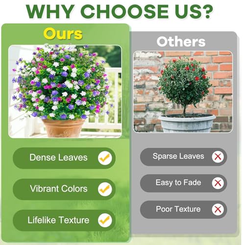 Artificial Boxwood Topiary Ball Tree Outdoor Set of 2,UV Resistant Fake Topiary Balls Flowers with Spike, Realistic Faux Shrubs Plants Bushes Greenery for 4th of July Porch Outdoor Planter D15.8 - color: White+purple