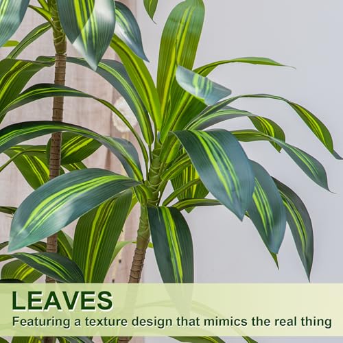 VIVATREES Dracaena Tree 6FT Artificial, 72in Tall Faux Dracaena Tree with 15.7 White Planter, Fake Potted Tree for Indoor & Outdoor Home Office Decor - style: 6ft-white