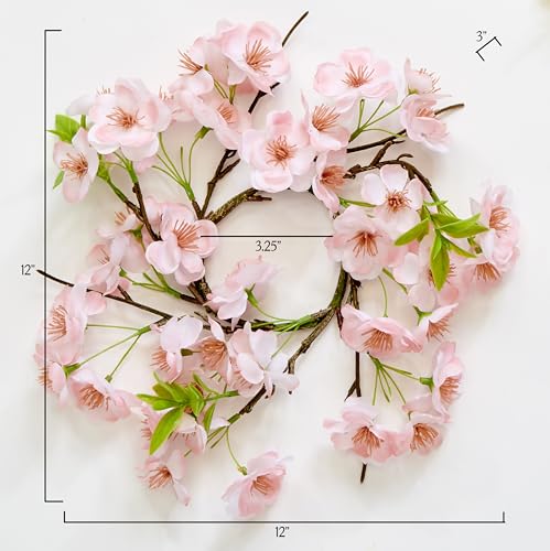 3.25" Inner Diameter Artificial Flower Cherry Blossom Pillar Candle Ring, Set of 2